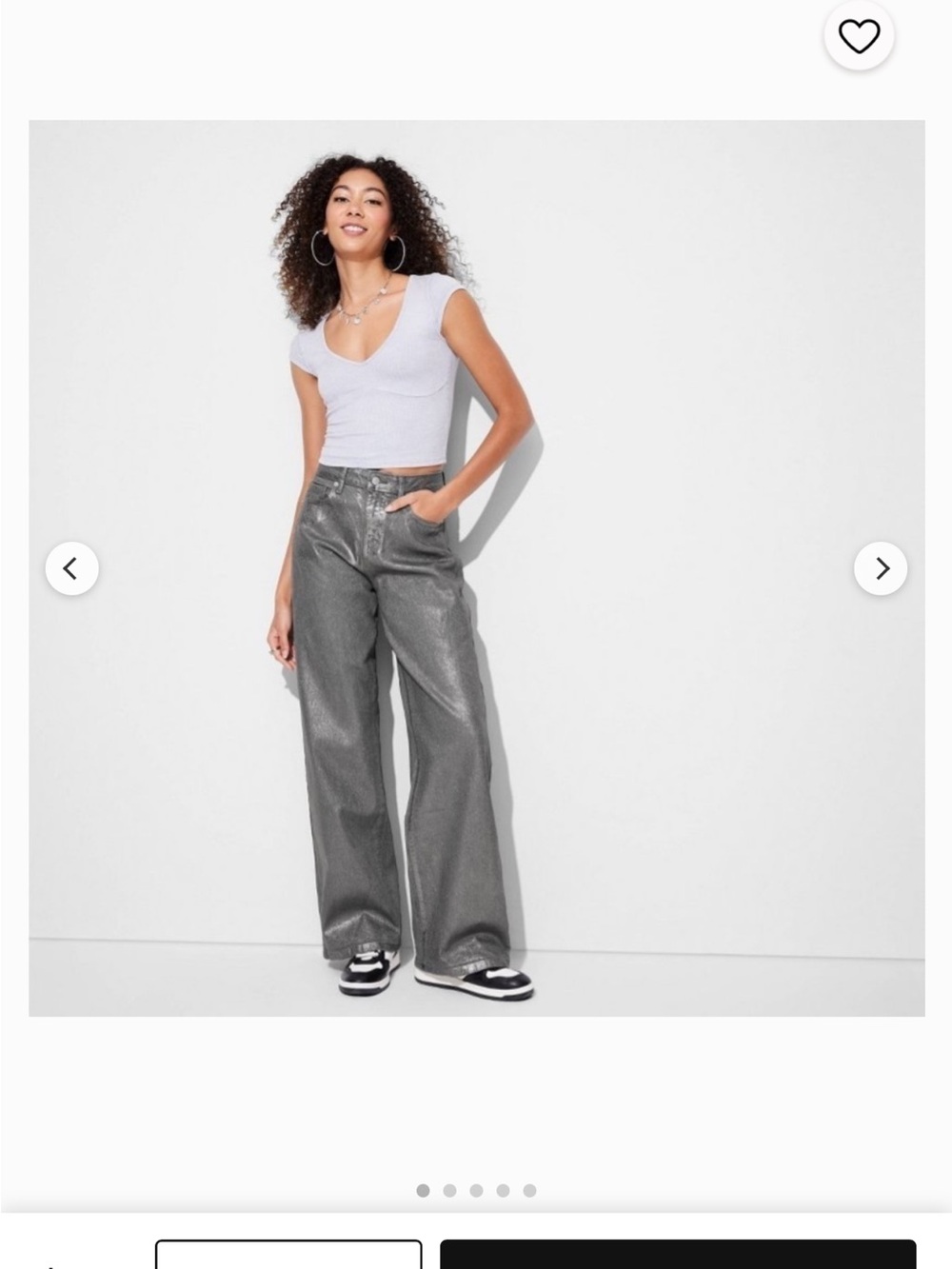 Wild Fable High Rise Baggy Jeans Denim Wide Leg Silver Metallic Wash NWT | 10